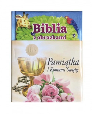 Biblia z obrazkami różowa Pamiątka I komunii świętej