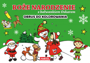 Boże Narodzenie z bałwankiem Oskarem - obrus do kolorowania